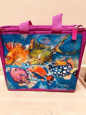 Insulated Tote or Cooler Tote “Catch and Release” by Leoma Lovegrove